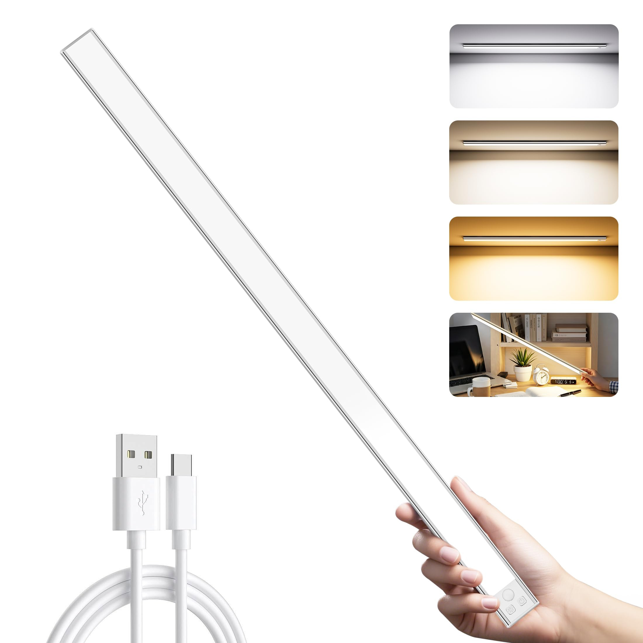 OUILA 60cm Ultra Long Under Cabinet Kitchen Lights, 106 LED 5000mAh Motion Sensor Lights Indoor, 3 Color Dimmable Rechargeable LED Lights for Cupboard, Kitchen (3 Color Temperature, 60cm - 1 Pack) | Amazon (UK)