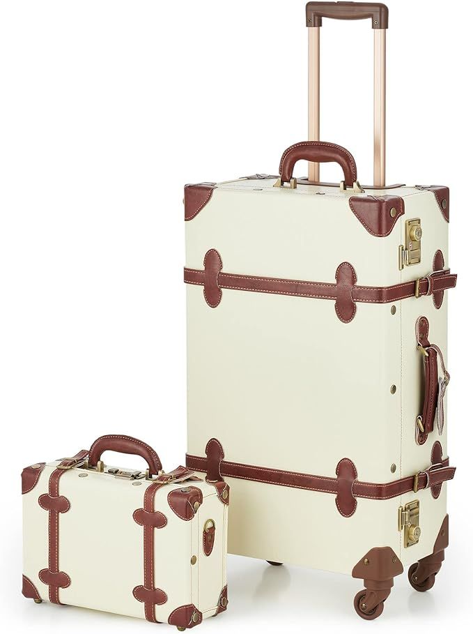 CO-Z Premium Vintage Luggage Set 24 Inches TSA Locks Wheel Suitcase with 12 Inches Hand Bag (Beig... | Amazon (US)
