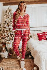 Fair Isle Red Reindeer Pajama Set | Magnolia Boutique