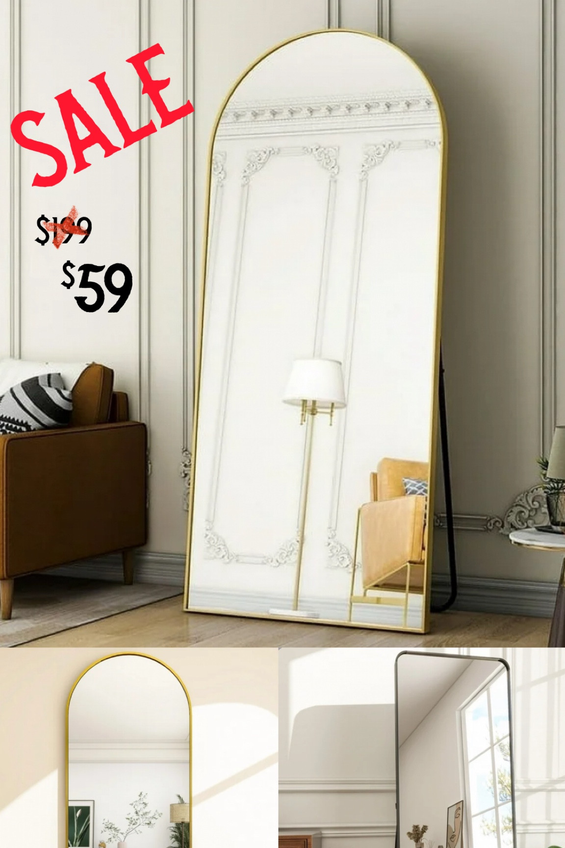 Full length mirror glad or black….
multiple different sizes 
huge sale

freestanding or wall mirror 

#LTKsalealert #LTKfindsunder100 #LTKhome
