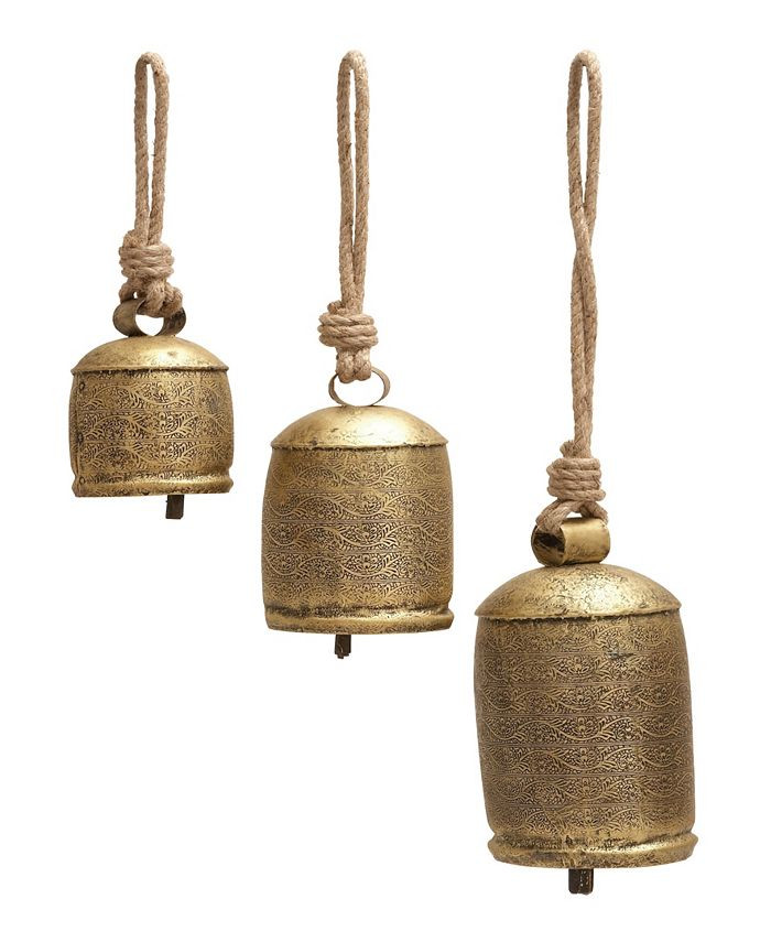 Rosemary Lane Bronze Metal Rustic Decorative Cow Bell with Jute Hanging Rope Set 3 Pieces & Revie... | Macys (US)
