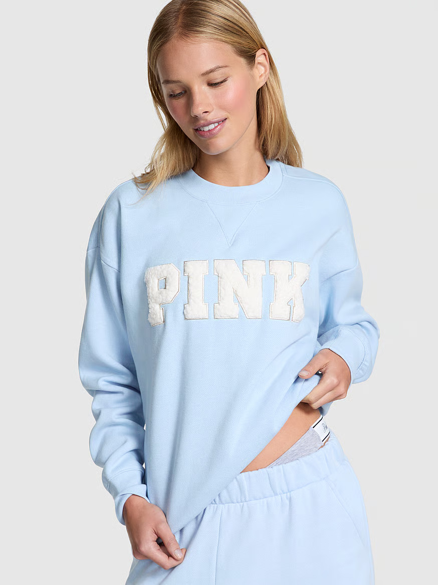 Buy Ivy Fleece Oversized Crew Sweatshirt, Icy Blue Santa'S Fave - Order Hoodies & Sweatshirts onl... | Victoria's Secret (US / CA )