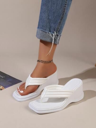 Minimalist Thong Wedge Mules | SHEIN