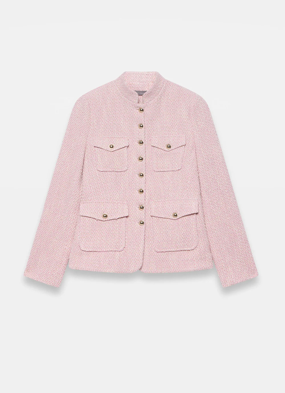 Pink Cotton Blend Boucle Jacket | Mint Velvet