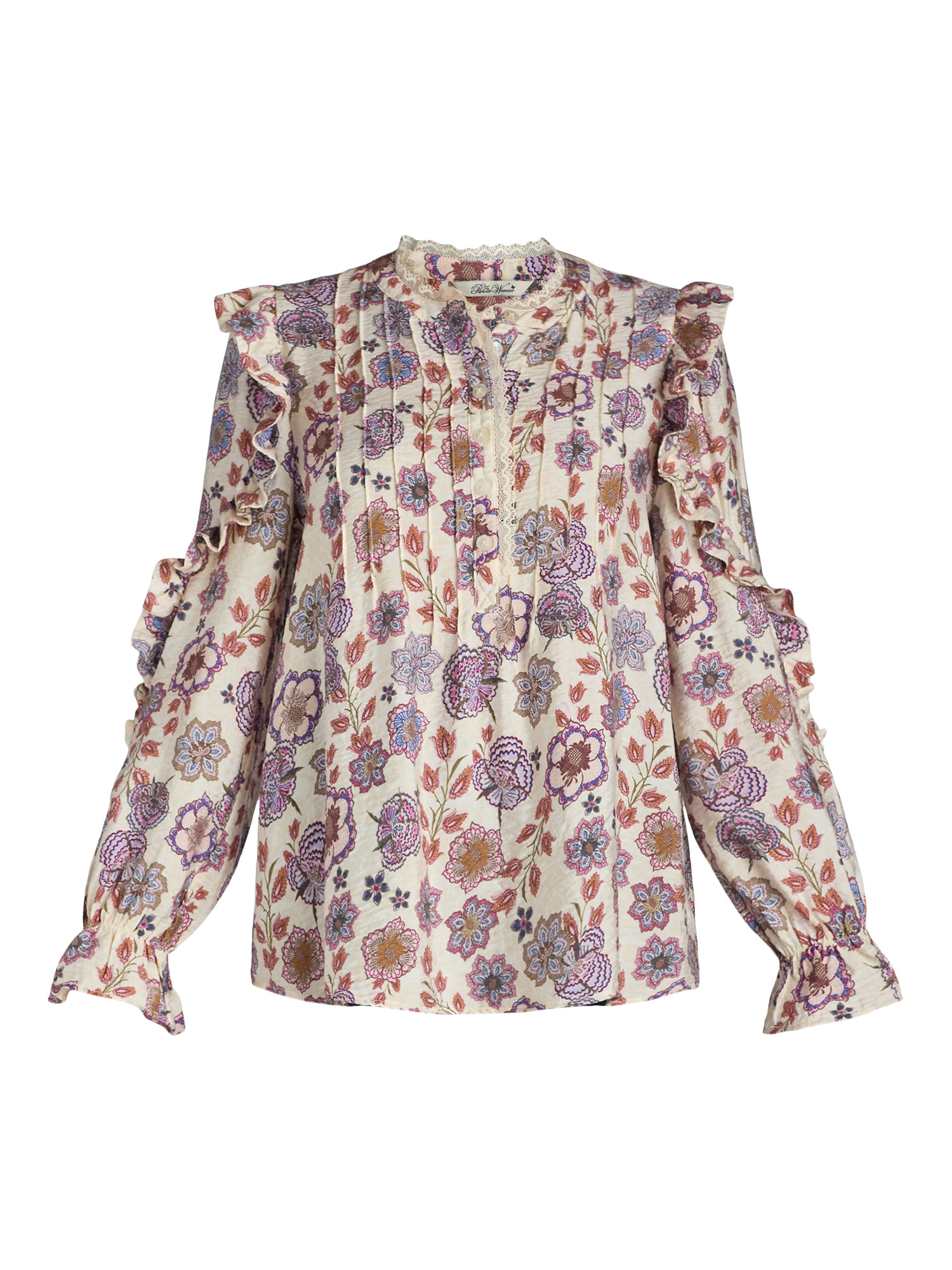 The Pioneer Woman Pleated Ruffle Blouse, Women’s, Sizes S-3X - Walmart.com | Walmart (US)