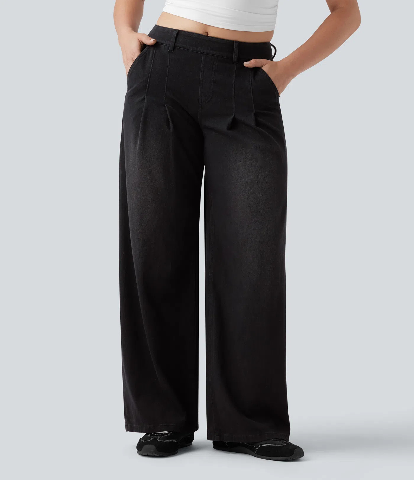 Women’s Halara Flex™ Mid Rise Wide Leg Casual Jeans with Pockets - Halara | HALARA