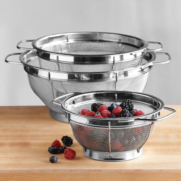 Williams Sonoma Stainless-Steel 3-Piece Mesh Colander Set | Williams-Sonoma