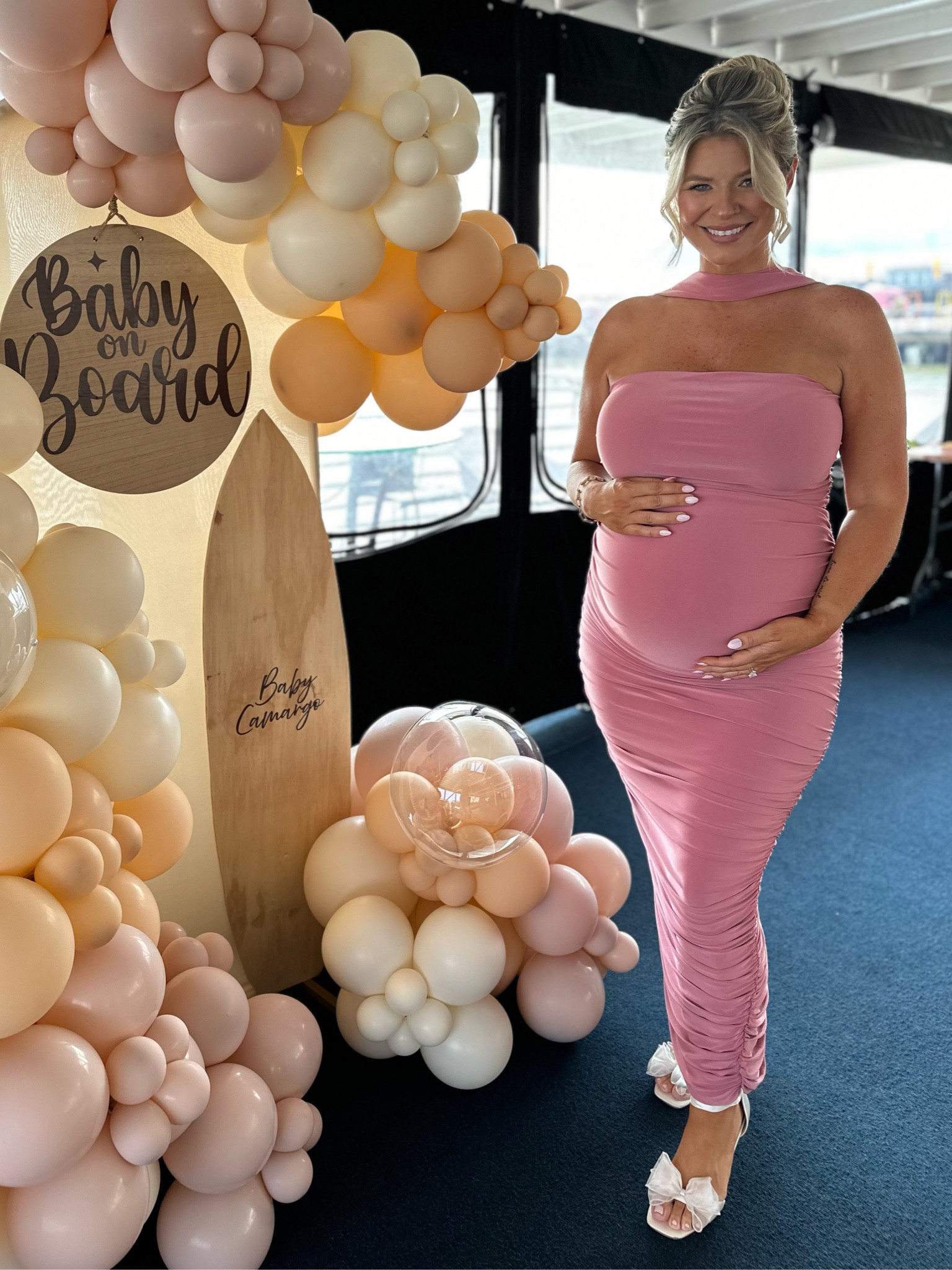 The most comfortable and stylish maternity dress for my baby shower! It has lots of stretch for baby to be comfortable and was so slimming!

#LTKStyleTip #LTKBump #LTKBaby