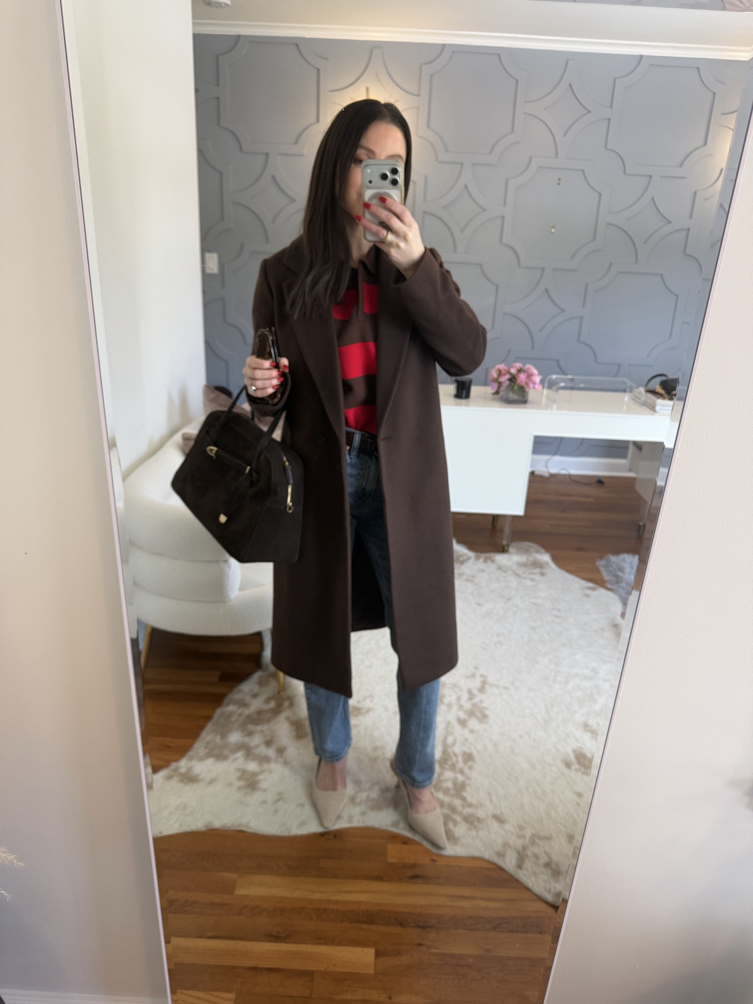 True to size in jeans, sized up one in the sweater. True to size in the jacket  

#LTKOver40 #LTKootd