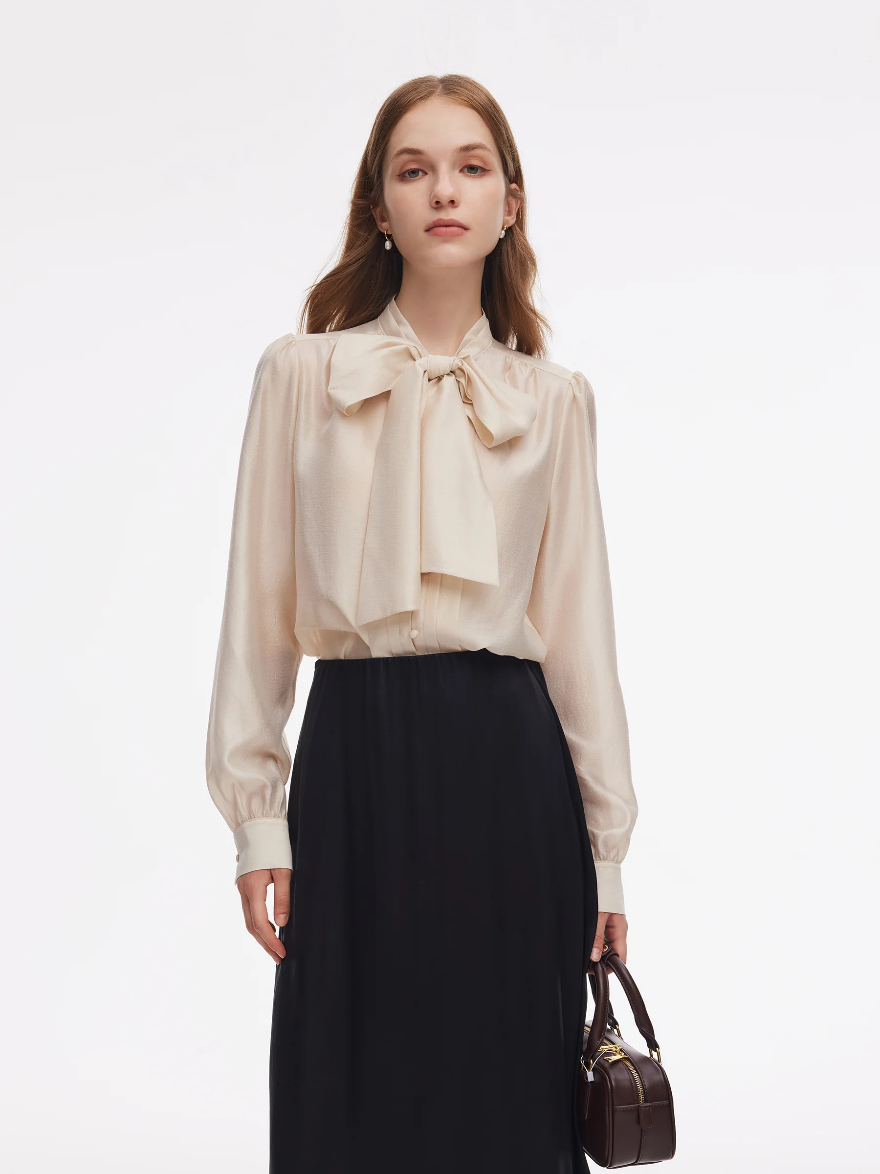 [Preview] Blouse pour femmes en mélange d'acétate à nouer devant | GOELIA