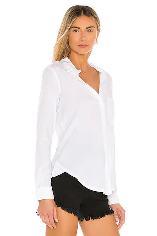 Bobi Light Weight Jersey Button Down in White from Revolve.com | Revolve Clothing (Global)