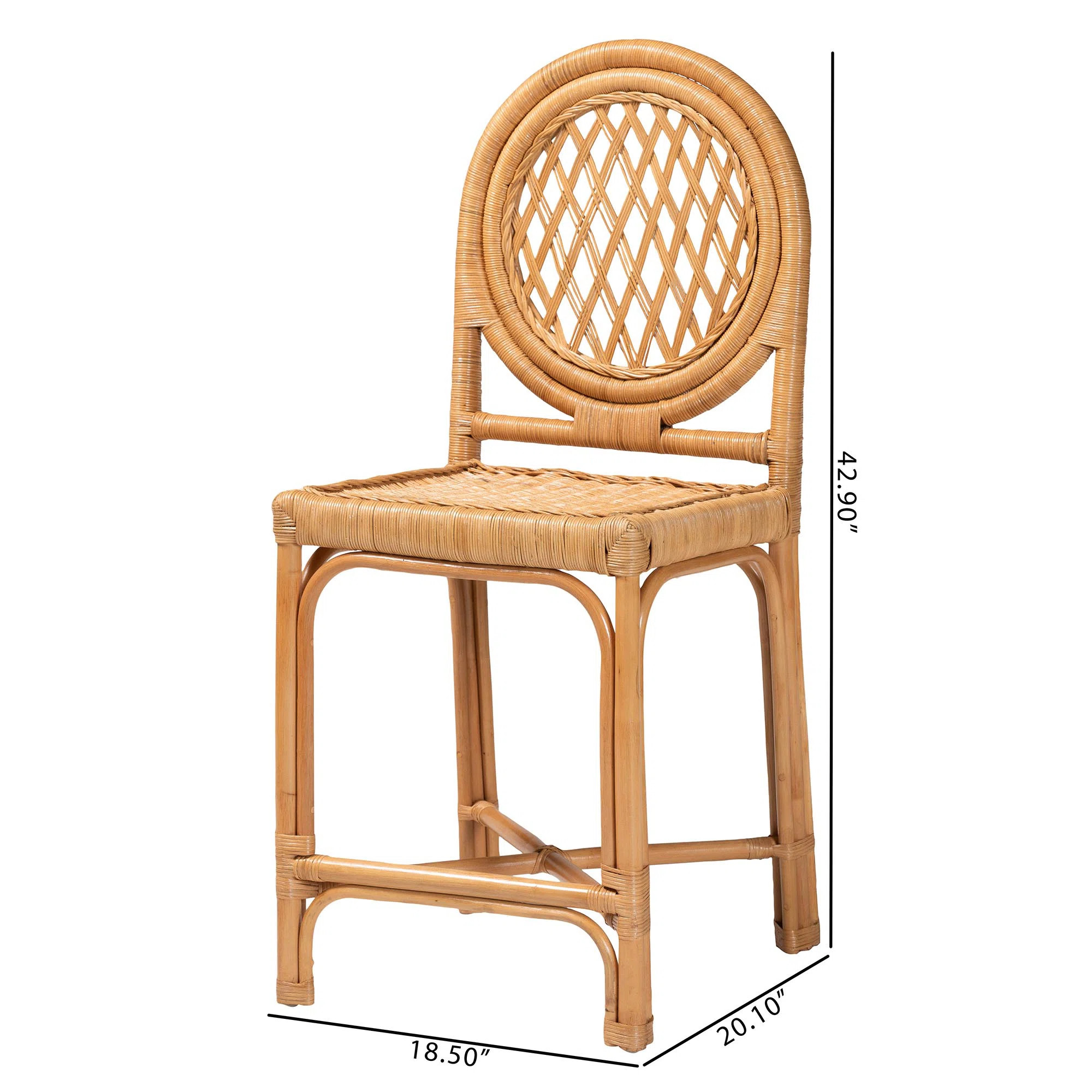 Bali & Pari Oxford Round Back Rattan Counter Stool - Handwoven Cane Counter Height Chair With Ope... | Wayfair North America