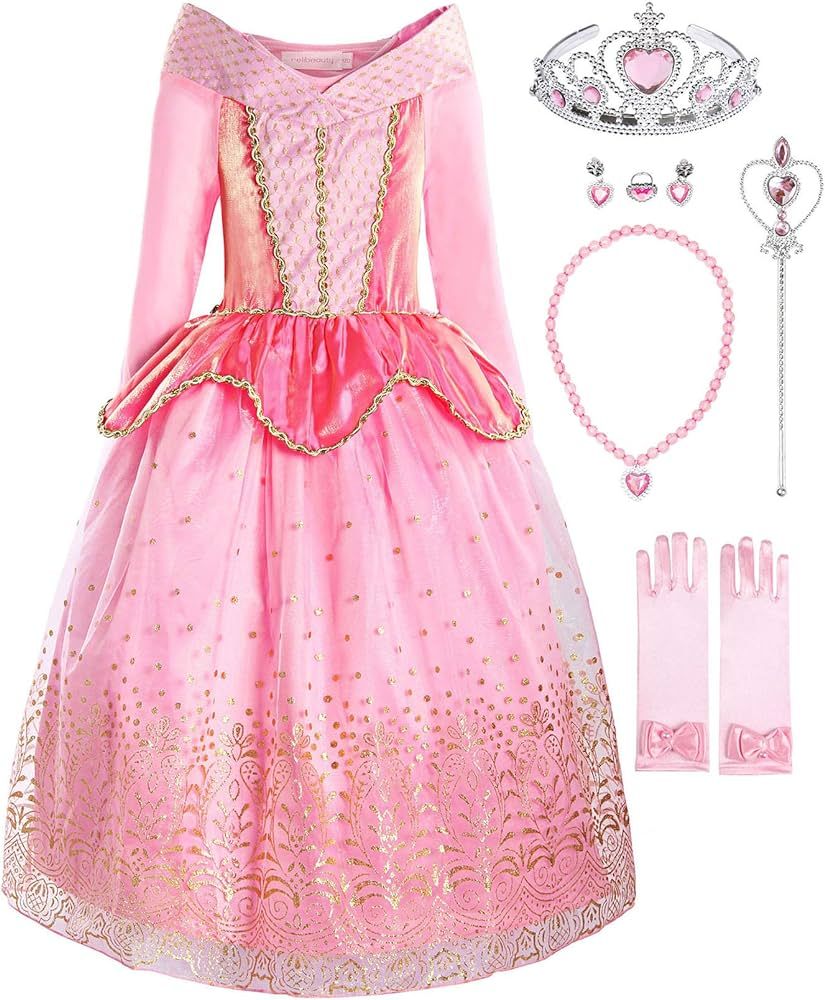 ReliBeauty Little Girls Princess Dress up Costume with Accessories, 4T (110), Pink | Amazon (US)