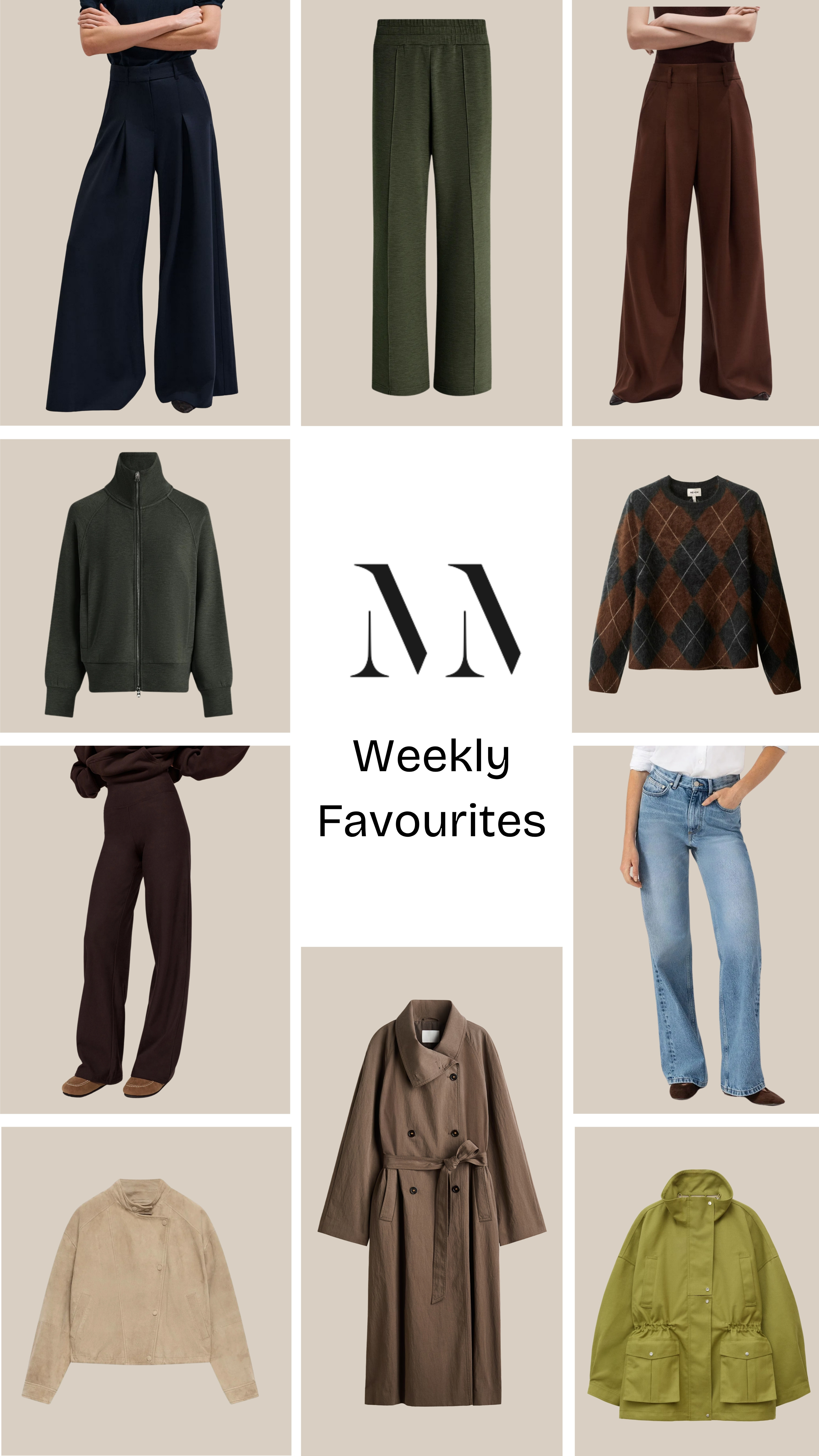 Weekly Favourites ✨

Wide leg trousers, tailored trousers, pleated trousers, argyle print, knitwear, autumn knits, suede jacket, raincoat, cinched jacket, trench coat, athleisure 

 #LTKFashionMonth #LTKuk #LTKautumn