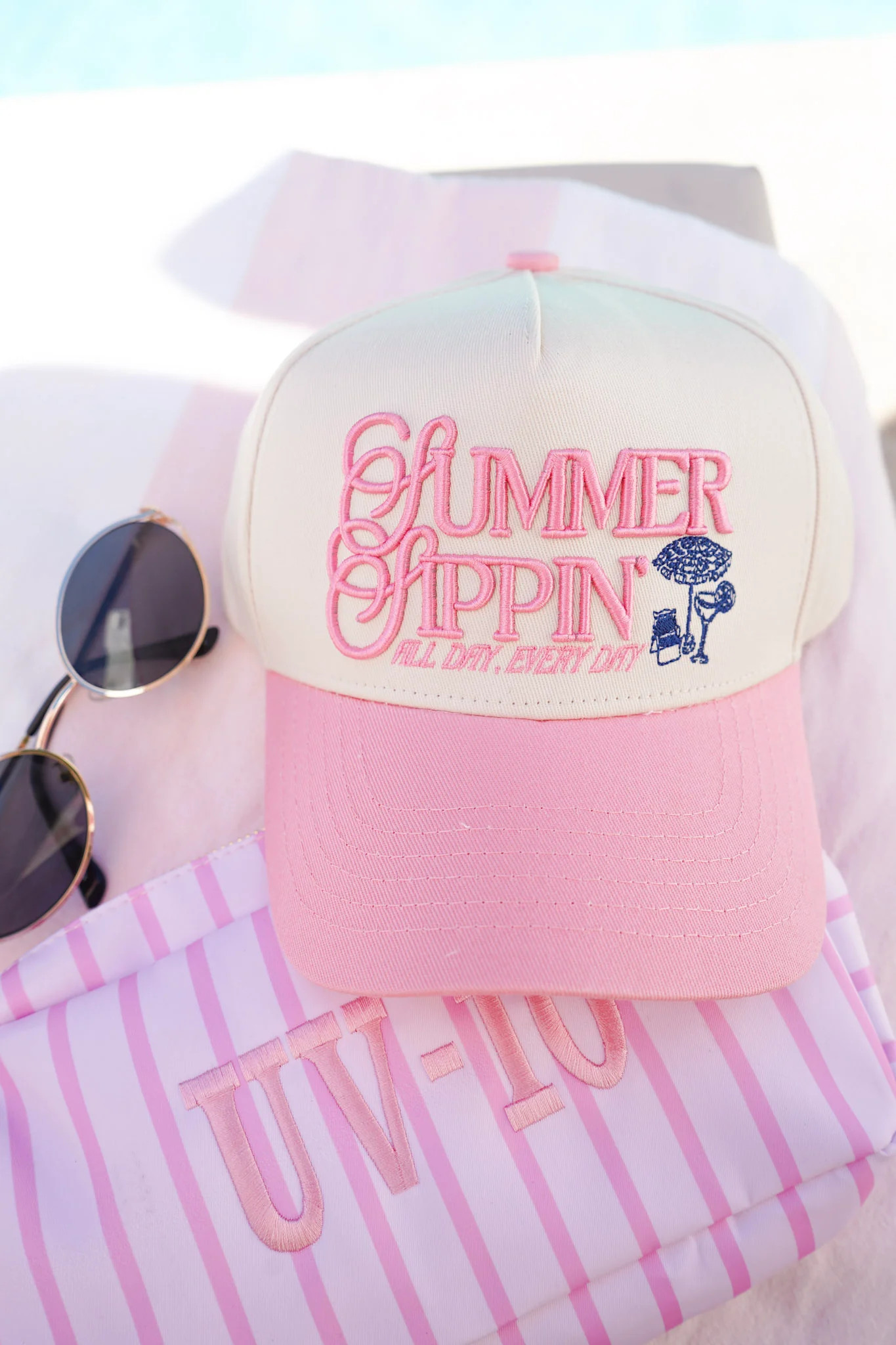 Summer Sippin' - Pink Vintage Trucker Hat | KenzKustomz