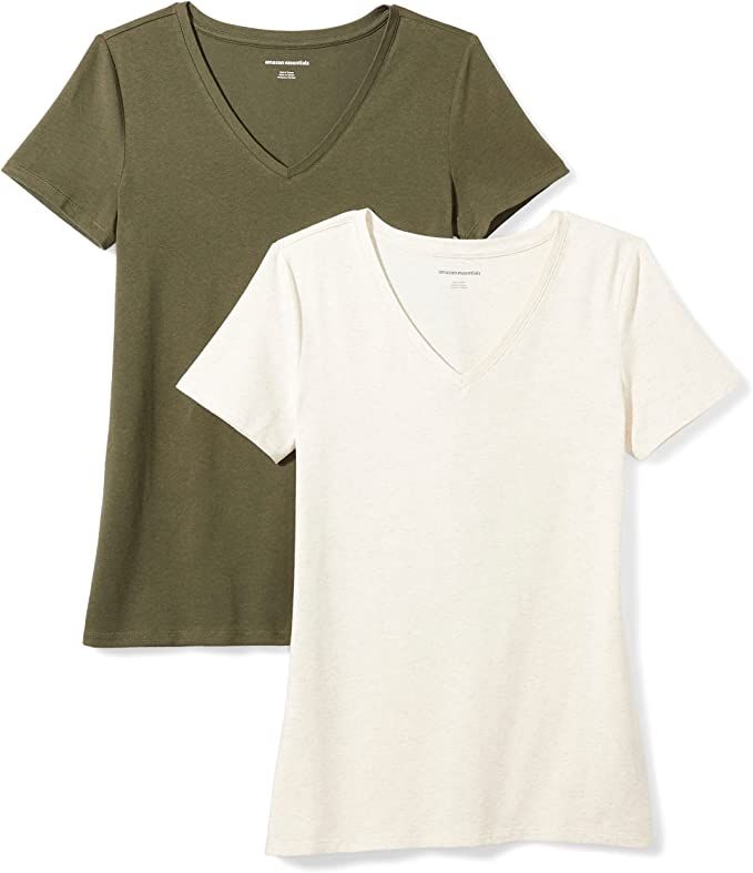 Amazon Essentials Women's 2-Pack V-Neck Classic-fit Short-Sleeve T-Shirt | Amazon (US)