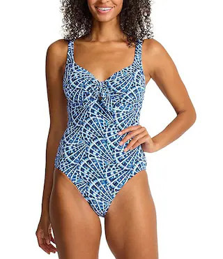 Tommy Bahama Island Cays Shell Cove Tie Front Tank One Piece Swimsuit | Dillard's | Dillard's