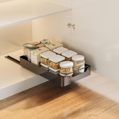 9.84 Inch Pull Out Cabinet Organizer, Slide Out Drawers Pantry Pull Out Shelves, Noiseless Slide, for Kitchen, Living Room, Bathroom, Black | Target