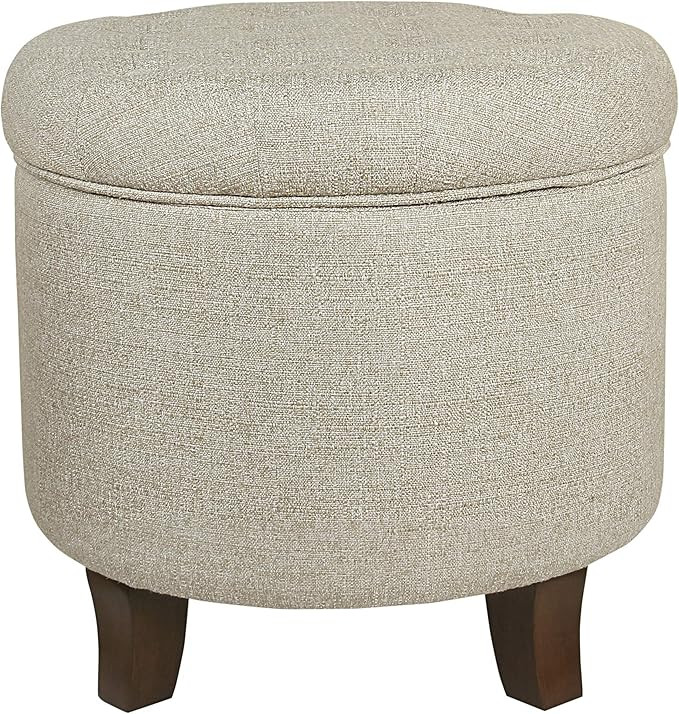 HomePop by Kinfine Fabric Upholstered Round Storage Ottoman - Velvet Button Tufted Ottoman with R... | Amazon (US)