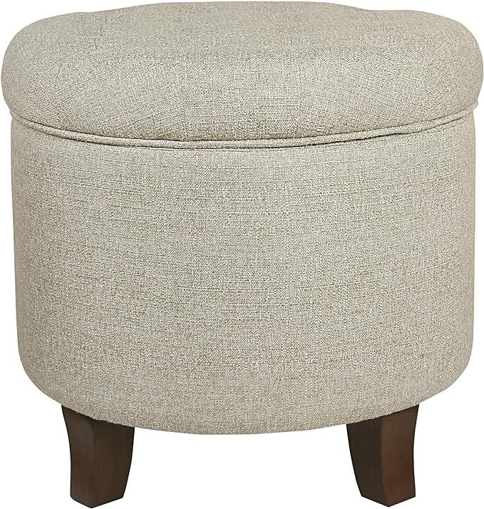 HomePop by Kinfine Fabric Upholstered Round Storage Ottoman - Velvet Button Tufted Ottoman with R... | Amazon (US)