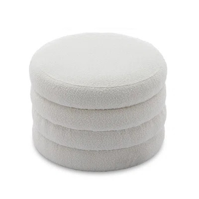 Round Upholstered Boucle Ottoman | Wayfair North America