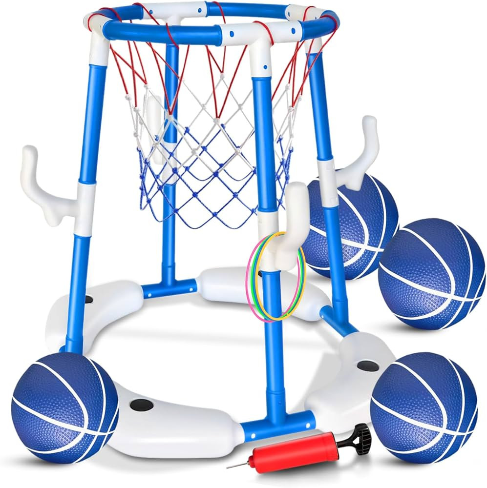 Pool Basketball Hoop, 2-in-1 Floating Basketball Pool Toys & Ring Toss Game, Summer Swimming Pool... | Amazon (US)
