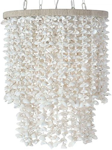 KOUBOO 1050056 Drum Clamrose Seashell Pendant Lamp, 18" x 18" x 22", White | Amazon (US)