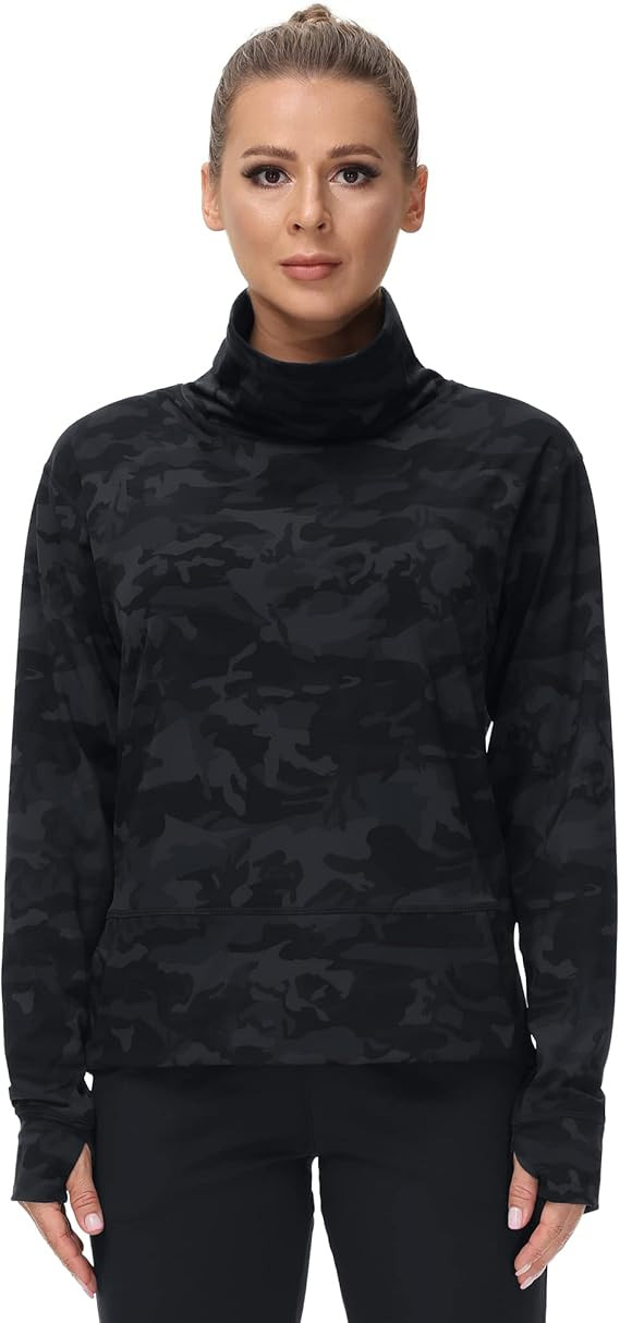 THE GYM PEOPLE Women's Long Sleeve Cowl Neck Loose Fit Workout Hiking Pullover Sweatshirt With Po... | Amazon (US)