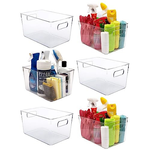 Clear Plastic Storage Bins, Perfect for Kitchen Organization or Pantry Organization and Storage, Laundry Room, Fridge, Freezer Organizer Plastic Storage Containers for Organizing, Cabinet Organizers | Amazon (US)