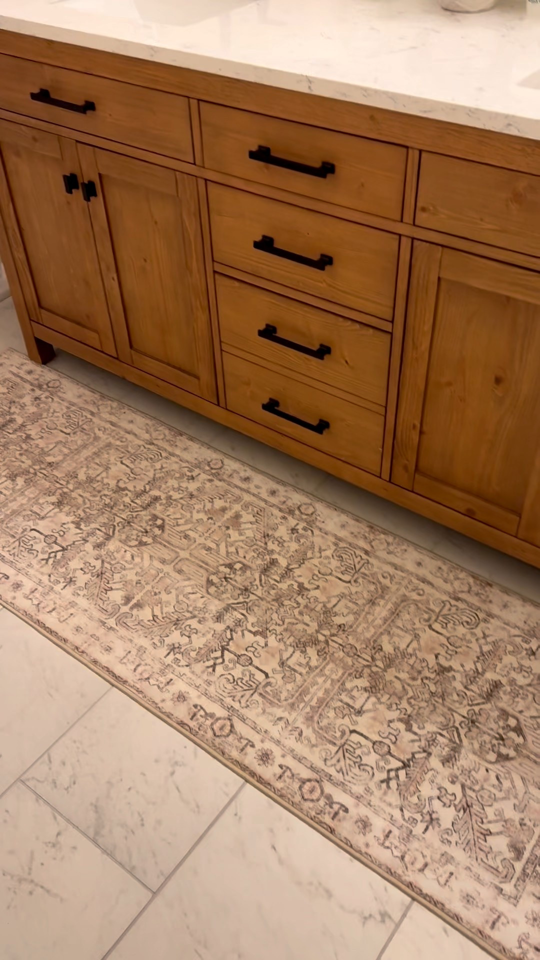 Bathroom Double sink vanity, solid wood, soft close doors and drawers, storage, cabinet, light wood, white marble top, classic, sale #bathroom #vanity #wood #drawers 

#LTKHome #LTKSaleAlert