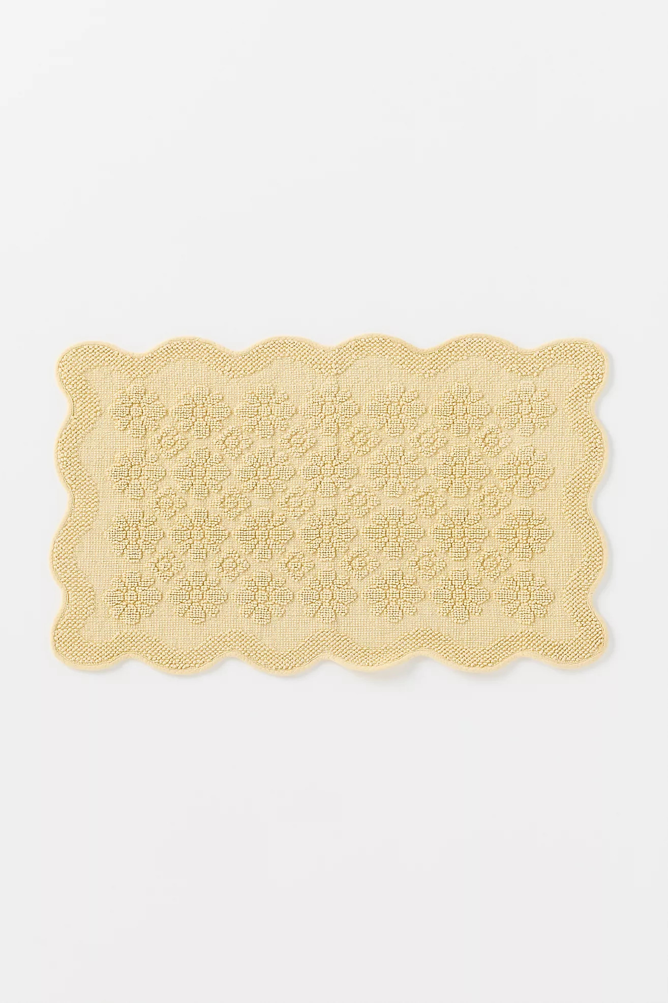 Benni Hand-Woven Floral Wavy Border Bathmat | Anthropologie (US)