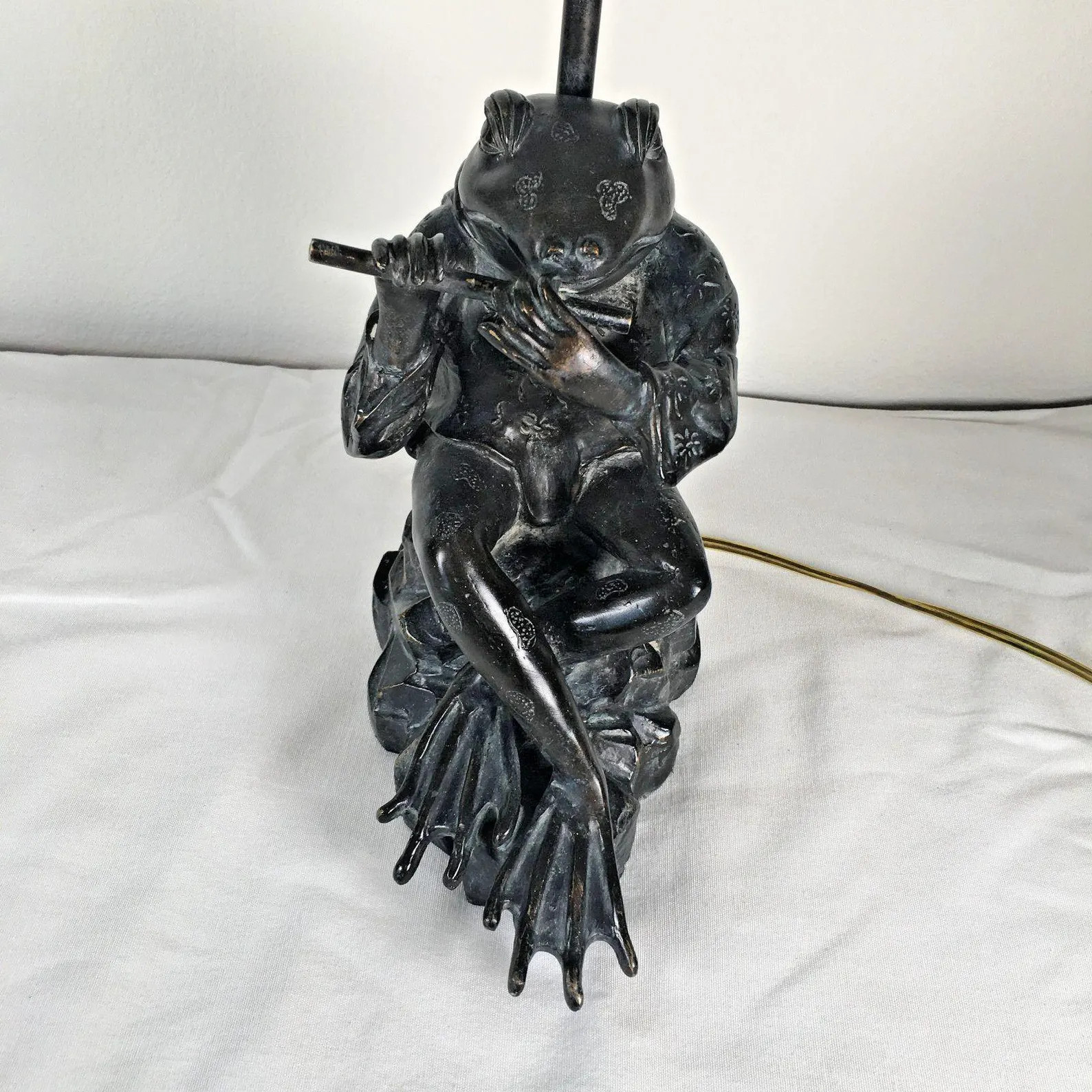 Vtg Table Lamp Anthropomorphic Frog Playing Flute in Kimono 24" Tested No Shade | Etsy (US)