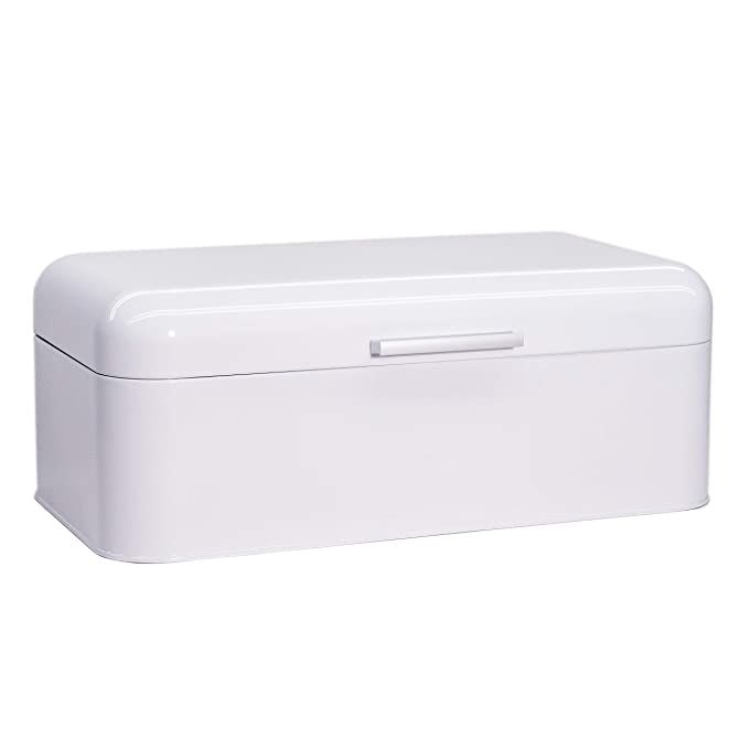 Large Glossy White Bread Box - Extra Large Storage Container for Loaves, Bagels, Chips & More: 16... | Amazon (US)