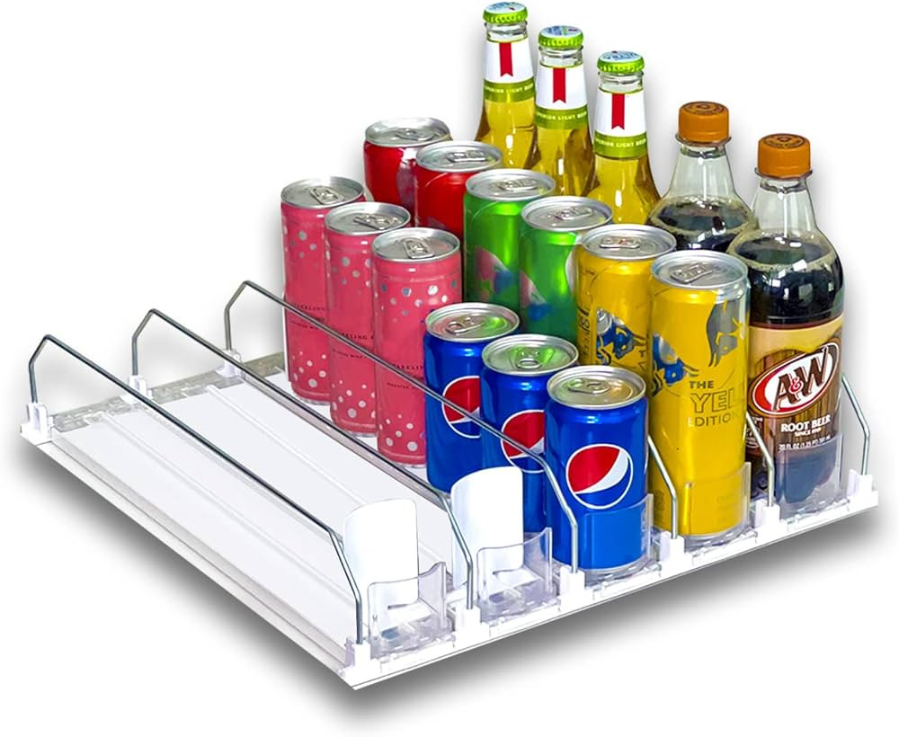 Fully Assembled Drink Beverage Fridge Organizer, Automatic Self-Pusher Glide, Adjustable Width, S... | Amazon (US)