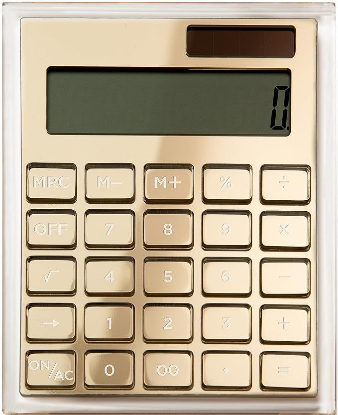 russell+hazel Acrylic Calculator, Clear with Gold-Toned Hardware.25” x 5.875” x 4.375” (511... | Amazon (US)