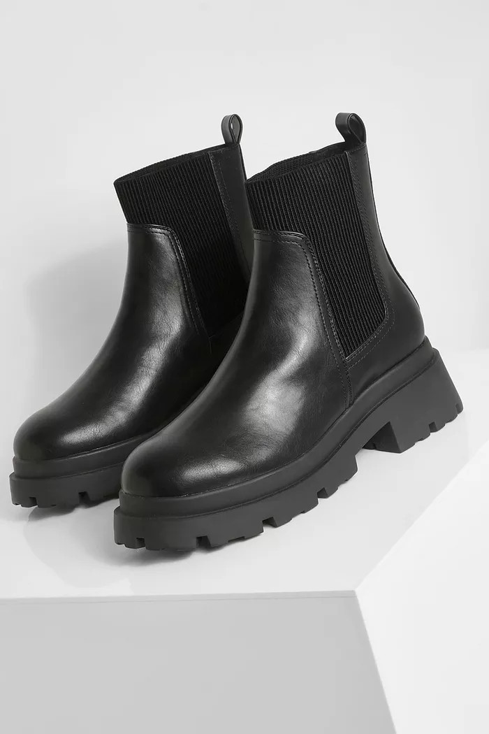 Wide Width Chunky Sole Chelsea Boots | boohoo (US & Canada)
