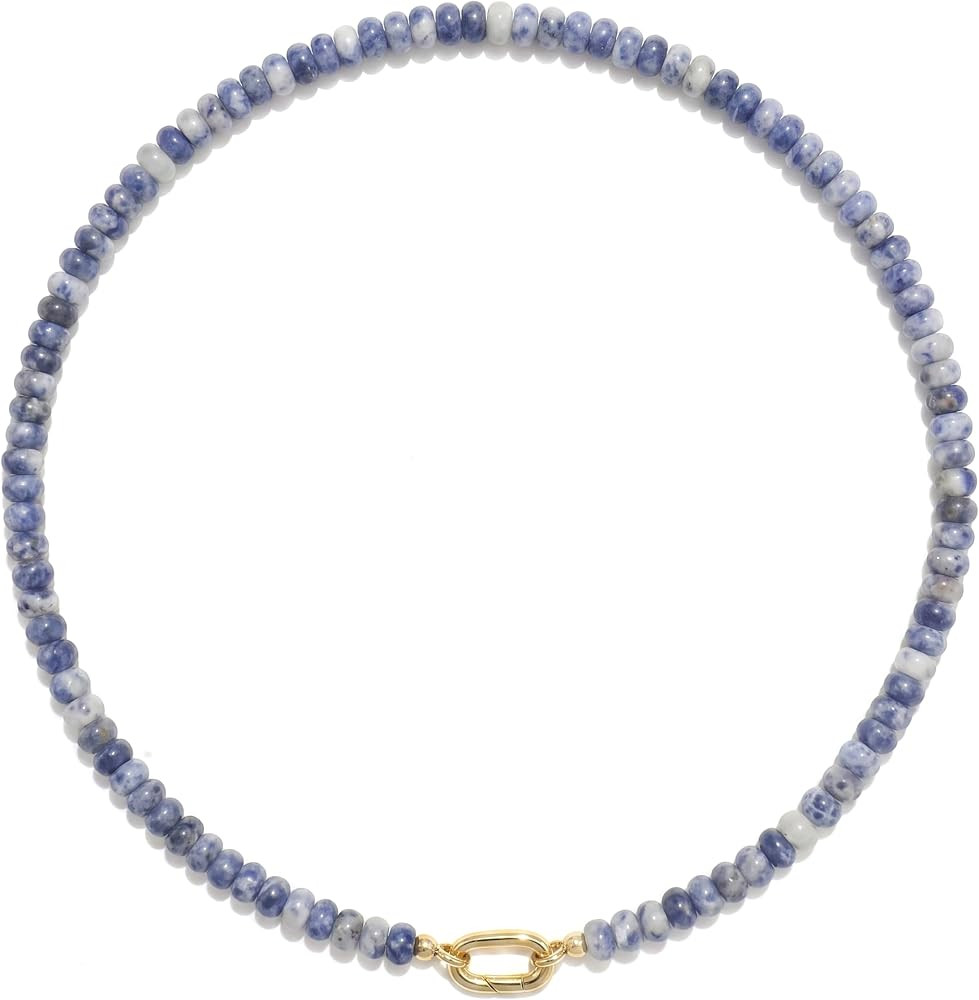 Colorful Stone Beaded Necklace for Women,Natural Gemstone Bead Choker Necklaces Boho Summer Beach... | Amazon (US)