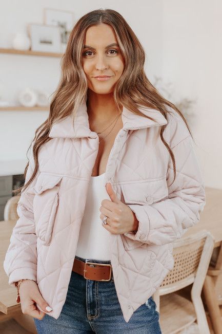 All Yours Pale Rose Quilted Jacket | Magnolia Boutique