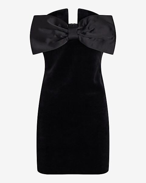 Strapless Velvet Statement Bow Mini Dress | Express