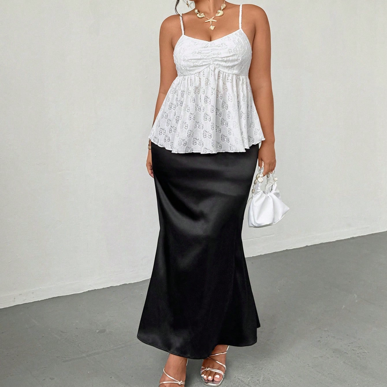 Firerie Plus Size Women's Elegant Loose Black Midi Skirt, Perfect For Leisure, Afternoon Tea, Gatherings And Dates In Summer | SHEIN