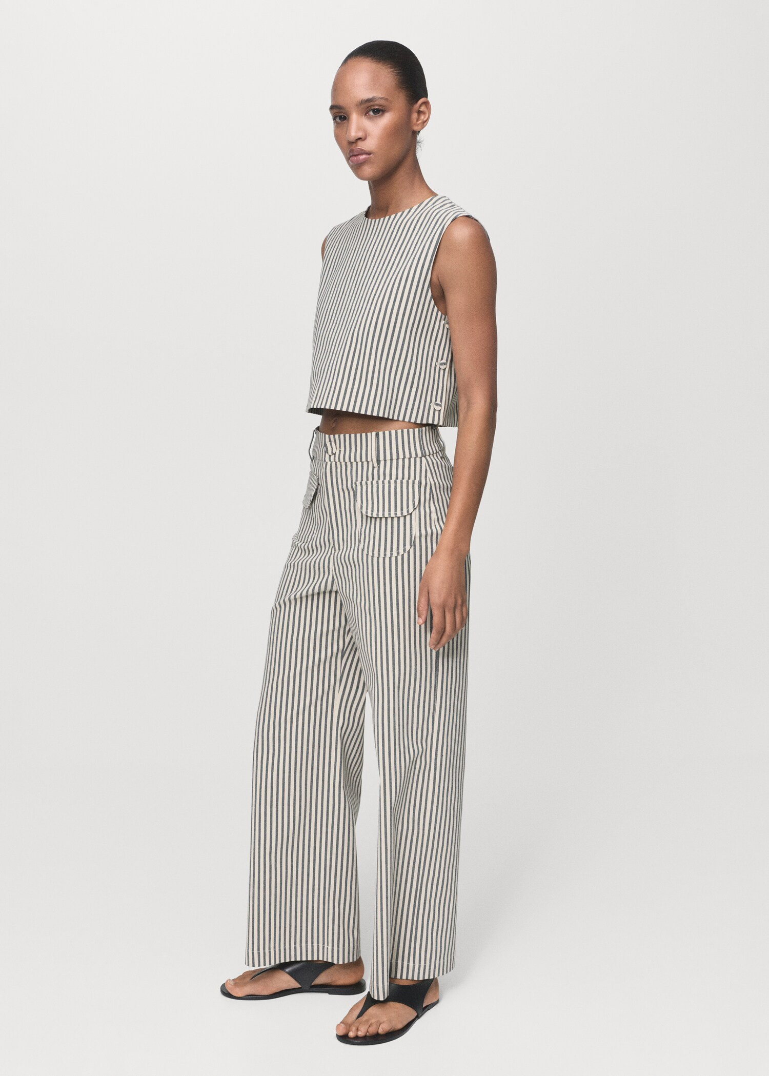 Buttons striped top - Women | MANGO USA | Mango (US/MX/AU)