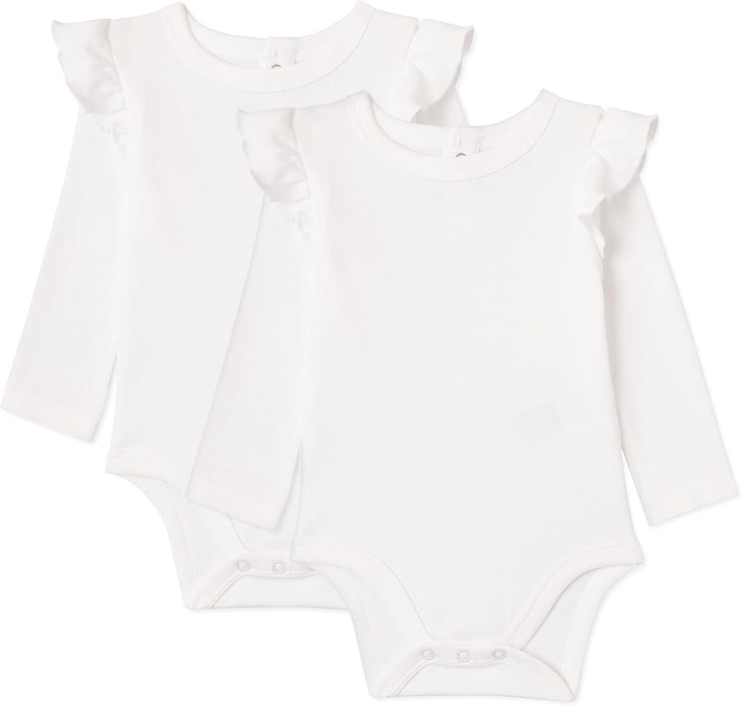 Amazon Essentials Baby Girls' Long-Sleeved Ruffle Bodysuits | Amazon (US)