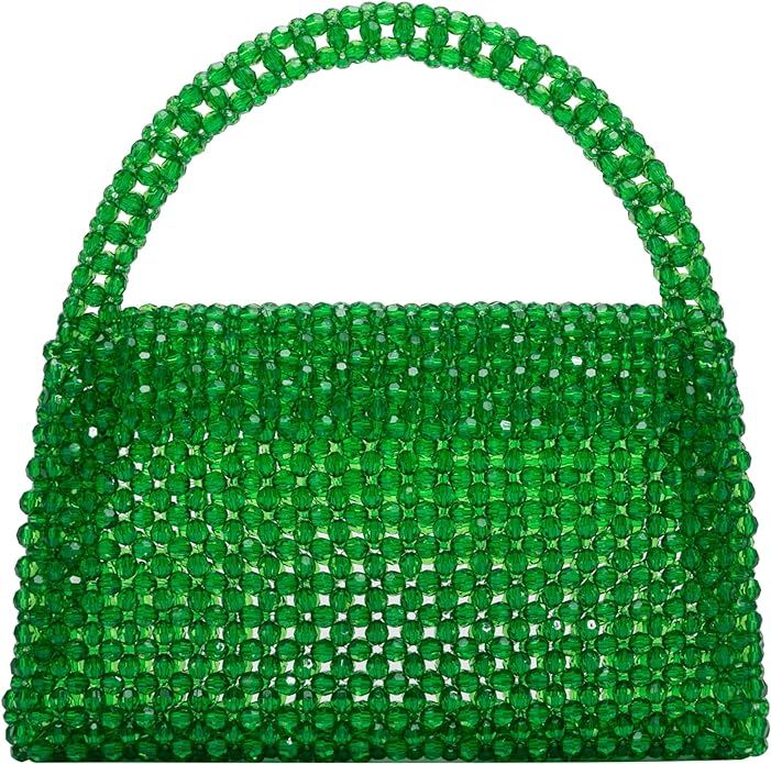 Melie Bianco Sherry Bag - Womens Luxury Beaded Handbag - Fancy Foldover Purse with Top Handle | Amazon (US)