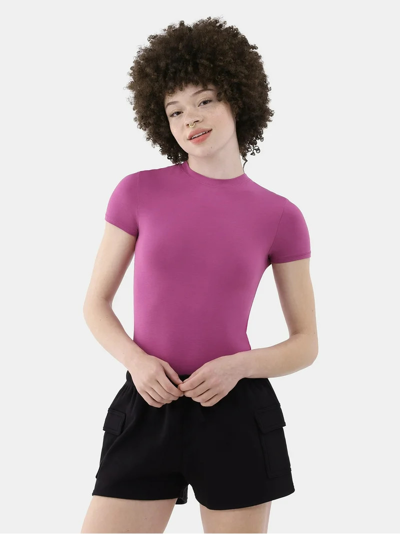 No Boundaries Cotton Jersey T-Shirt Bodysuit, Women’s | Walmart (US)