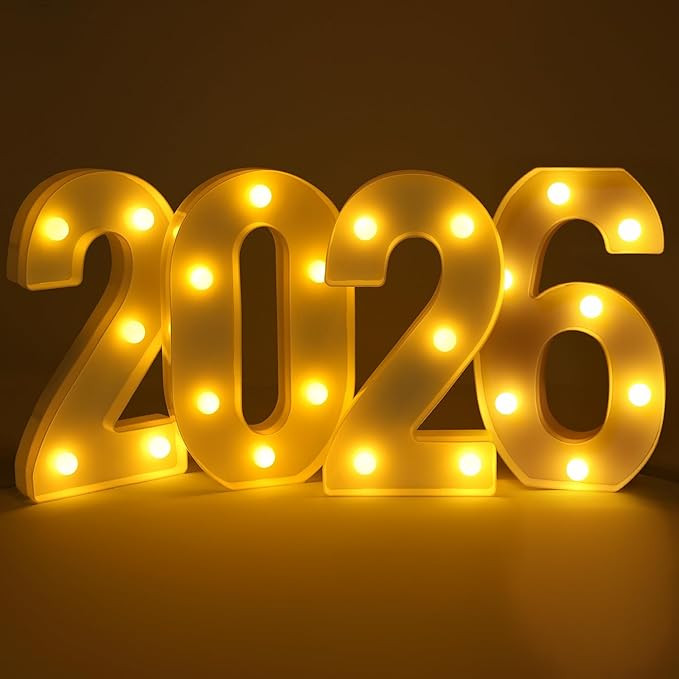 KatchOn, Led Light Up 2026 Sign - 8 Inch | 2026 Marquee Numbers for New Years Decorations 2026 | ... | Amazon (US)