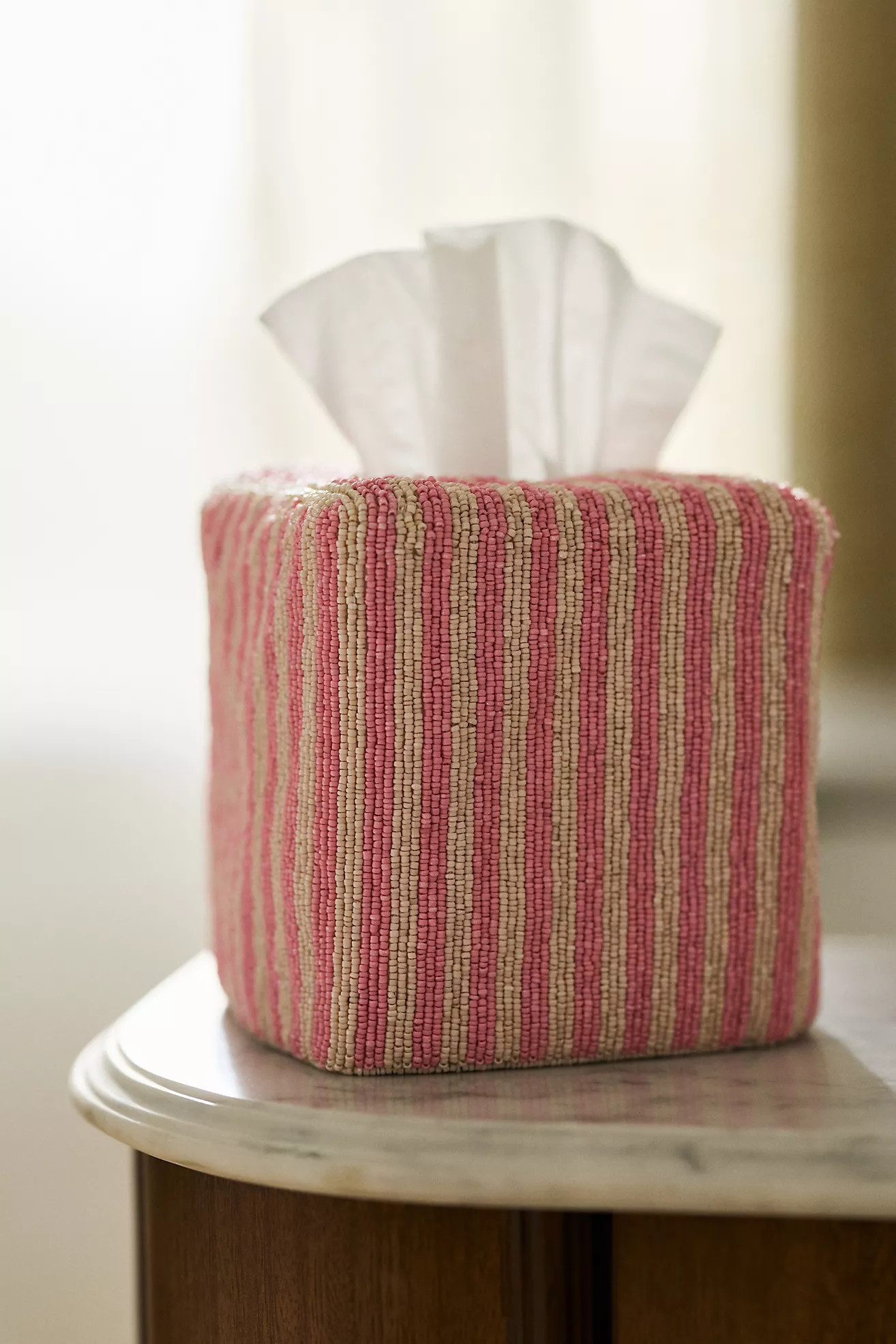 Stripe Beaded Tissue Box Cover | Anthropologie (US)