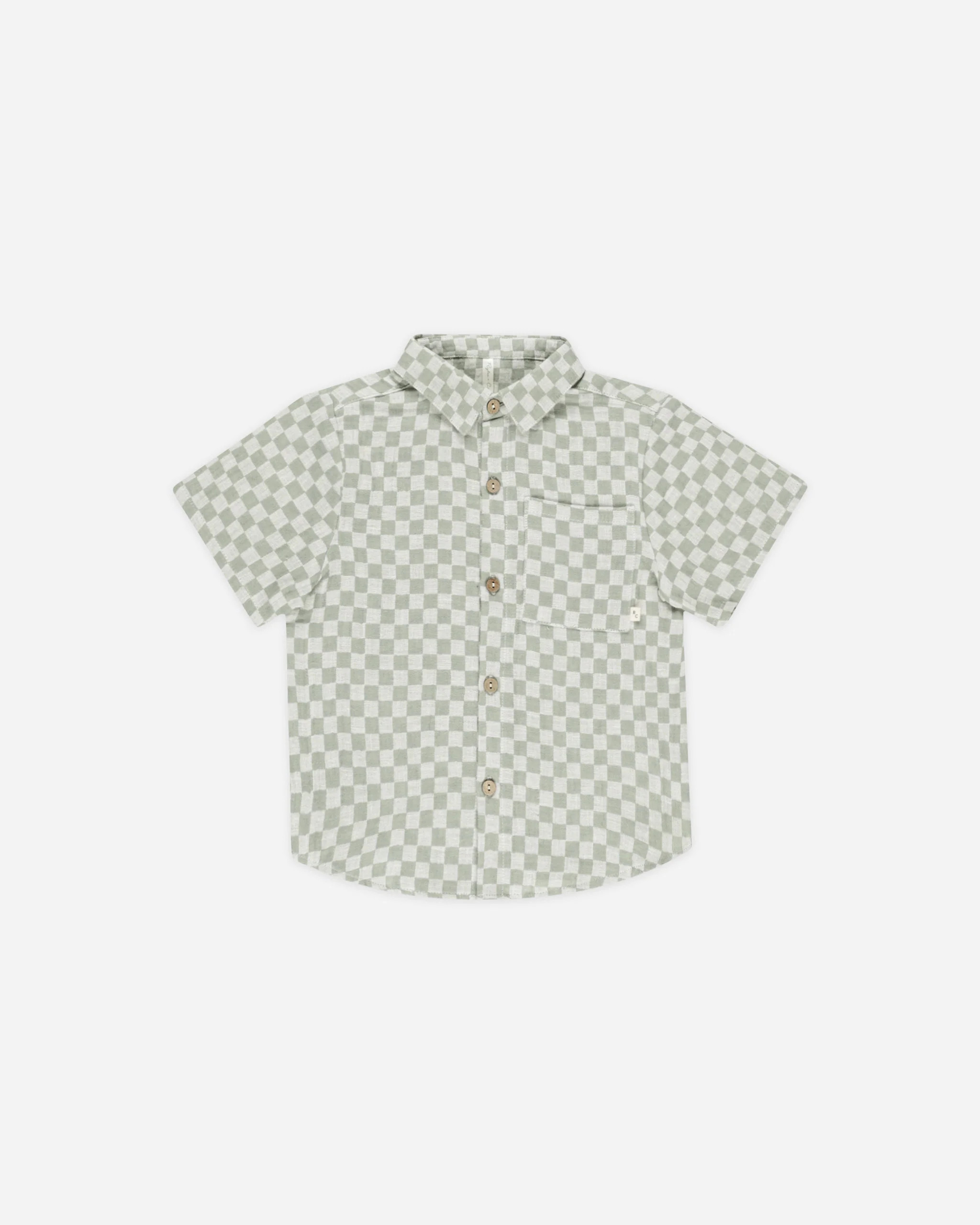 Collared Short Sleeve Shirt || Sage Check | Rylee + Cru