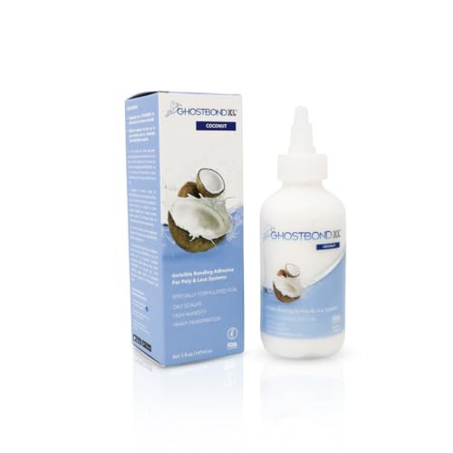 GHOSTBOND XL Hair Replacement Adhesive - 5oz - Invisible Bonding Wig Glue: Extra Moisture Control - Water & Oil-Resistant, Light Hold for Poly and Lace Hairpiece, Wig, Toupee Systems, (Coconut) | Amazon (US)