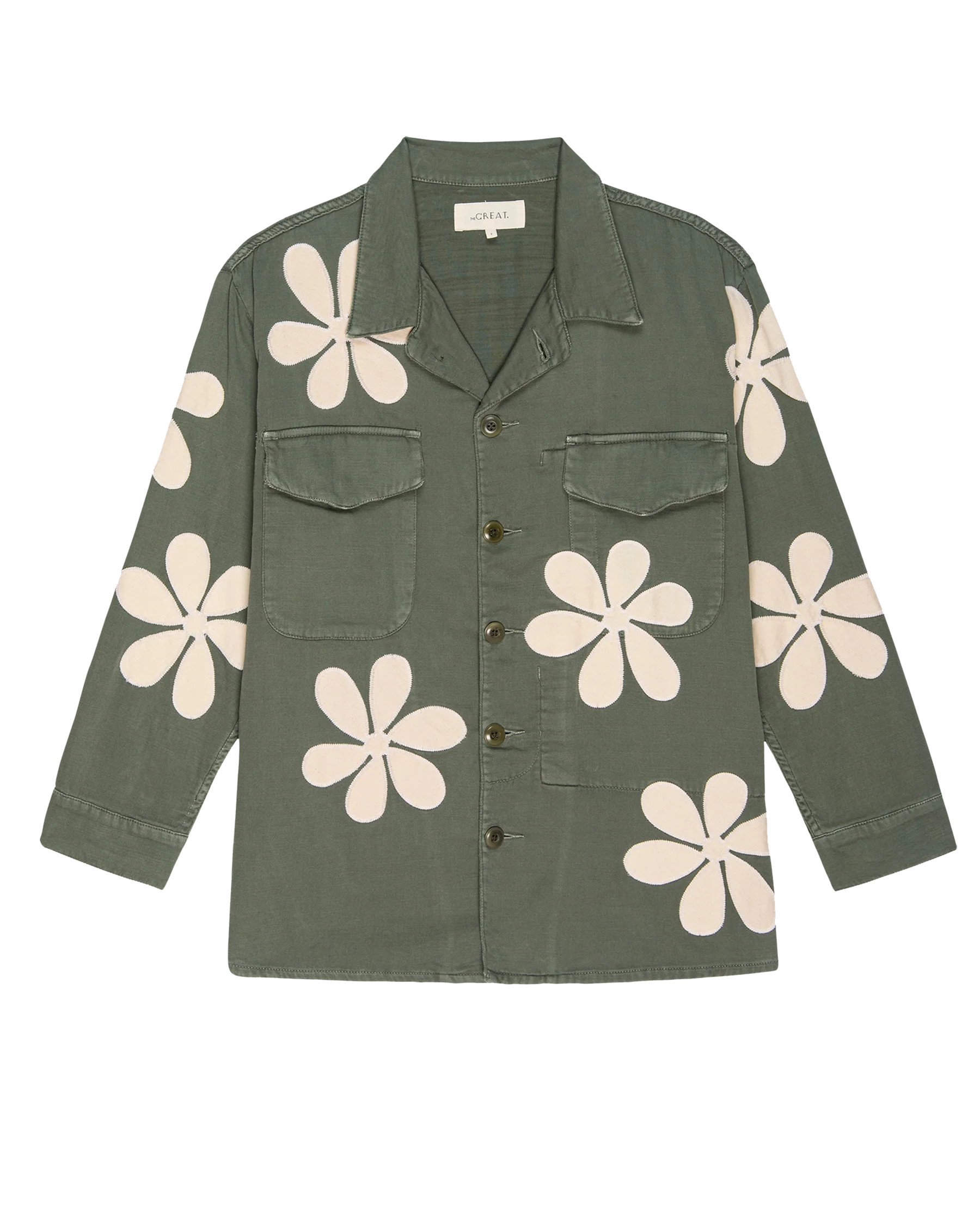The Vintage Army Jacket with Daisy Applique. -- Classic Army | THE GREAT.