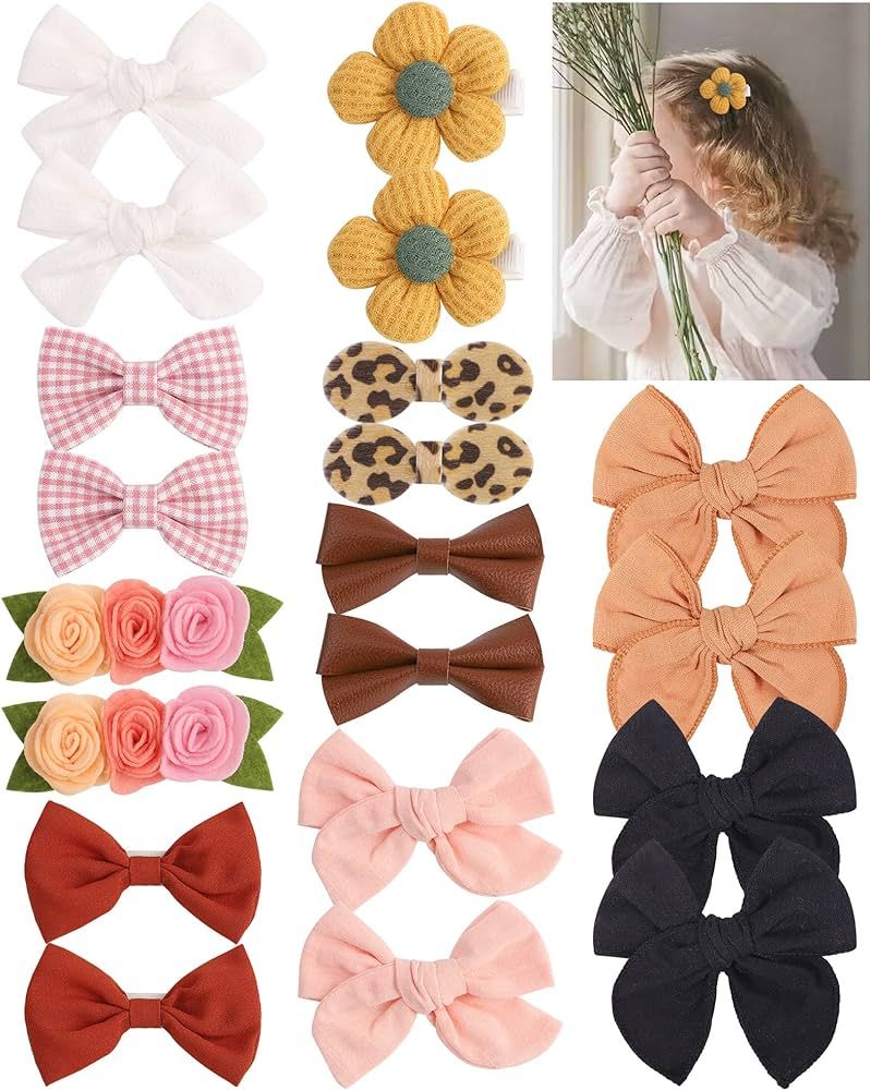 doboi Baby Girl Hair Clips 20PCS Baby Girl Bows Flower Cotton Prints Hair Accessories Fully Lined... | Amazon (US)